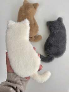 1pc Cute Cat Plush Pencil Case, Large Capacity, Creative Stationery Storage Bag, Gift, Doll Pencil Pouch