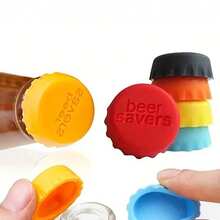 6pcs/Set Reusable Silicone Bottle Cap, Sealed Beer Lid, Kitchen Vinegar Soy Sauce Bottle, Soda Cola Wine Preservation Lid, Reusable Practical Colorful Wine Stopper For Wine Beer Beverage Bottle, Food Storage - 彩色 - 查看 3