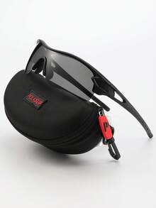 1pc Rhombus Hollow Half-Frame Polarized Eyeglasses, Blue/Black/Purple/White, Sporty Eyewear For Outdoor, European & American Style, Fashionable Sports Eyeglasses, Comes With Halter - Multicolor - View 10