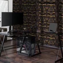 1 Roll Brown Geometric Peel And Stick Wallpaper, Tech-Inspired Style With Waterproof And Dirt-Resistant Self-Adhesive Vinyl, Ideal For Wall Decor And Wall Art In Living Room, Bedroom, Office Decor, Home Decor - Brown - View 2
