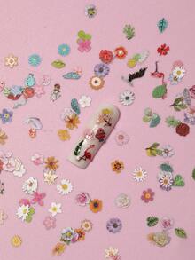 1 Box Spring & Summer Floral Nail Art Wood Pulp Stickers, Mixed Color Daisy & Rose Nail Accessories Nail Decorations Nails - Multicolor - View 5