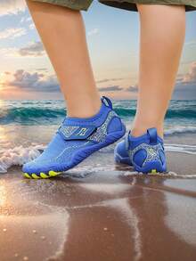 Kids Summer New Aqua Shoes, Random Animal Print, Breathable Mesh Upper, Low-Top Hook And Loop, Quick-Dry Barefoot, Boys Beach/Swimming Shoes, Rubber Non-Slip Sole, Outdoor Cycling, Indoor Fitness Yoga Running Jumping Multifunctional Training Shoes - Blue - View 16