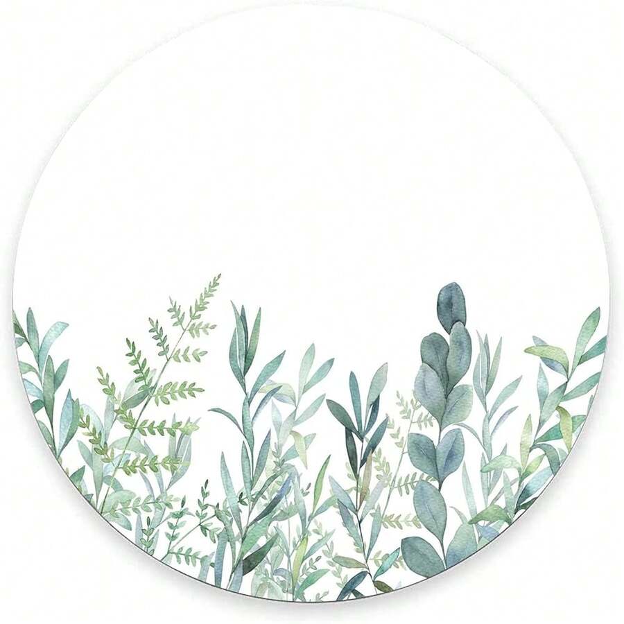 Round Pad, Green Grass Pad, Washable Gaming Pads With Lycra Cloth, Non-Slip Rubber Base Computer Small Pads For Wireless , Leaves,02Leaves - 02Leaves - View 1