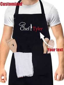 1pc Customized Chef Apron, Adjustable Funny Apron, Unisex, Birthday Gift, Father's Day Gift, Suitable For Him/Her, Housewarming Gift, Breathable, Lightweight, Washable, Cute, Shiny, Soft, Comfortable, Elegant, Customizable, Personalized, Unique, Suitable For Gifting To Him, Her, Boyfriend, Girlfriend, Dad, Mom, Family, Friends - Multicolor - View 25