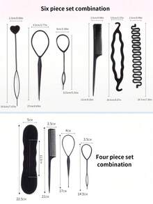 Hairstyling Set: Bun Maker, Hair Comb, Ponytail Maker, Fishbone Braid Tool, Multi-Style Hair Accessories, Curling Iron, Comb, Hair Clips - Versatile Styling Tools - Multicolor - View 7