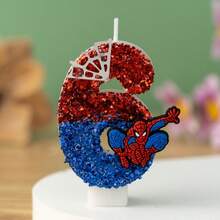 漫威蜘蛛侠卡通数字生日蜡烛蛋糕派对装饰手工蜡烛装饰 - 彩色 - 查看 7