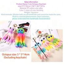 Llavero con pompón de pulpo, adorno de bolso de parche de peluche artificial de pulpo, regalo elegante y exquisito, adecuado para regalo, elegante colgante decorativo de bolso - Multicolor - Ver 2