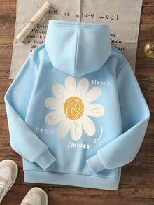 1 buah Sweatshirt Pullover Kasual Bermotif untuk Anak Perempuan Remaja, Lapisan Termal, Lengan Panjang, Musim Gugur/Dingin - Baby Blue - View 3