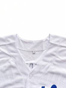 Men's Robinson Legend 42 Button Down Jersey 90s Hip Hop Baseball Jersey Stitched Blue White Clothing Breathable - White - View 4