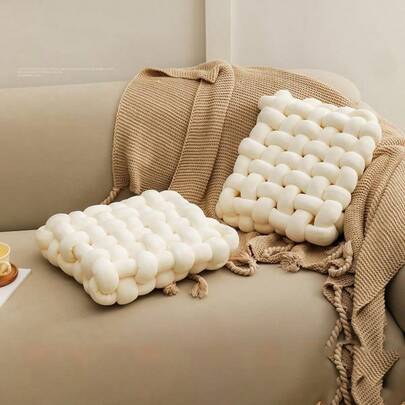 1pc Multifunctional Soft Knitted Cushion - Geometric Pattern, Suitable For Chairs, Tatami Mats And Window Seats, Comfortable And Breathable, Machine Washable, Birthday/Graduation Gift