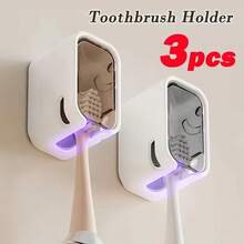 3/2/1pcs Toothbrush Holder, Wall-Mounted Toothbrush Organizer Rack, Bathroom Toothbrush Storage Shelf - Multicolor - View 2