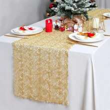 B-COOL - Mantel Rectangular de Lentejuelas para San Valentín, Navidad, 60 x 102 Pulgadas, sin Costuras, Tela de Lentejuelas Rojas, para decoración(6 pieces 12x108inch Oro) - Multicolor - Ver 3