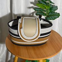 1PC Handmade Bike Basket Front, Woven Bicycle Baskets For Adult Bikes, Rustic Detachable Handlebar Basket With Lid, Adjustable Leather Straps - Multicolor - View 13