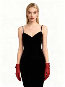 Elegant Women's High-Quality Gloves Design, Original Metal Decor Short Gloves, Suitable For Outdoor Party Gifts - A - Xem 3