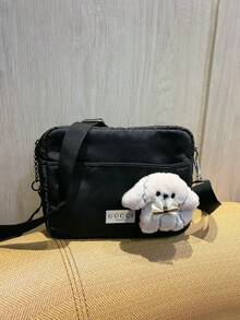 Gucci Black Double Layer Cosmetic Bag Toiletry Pouch With Shoulder Strap - Large Capacity Wet & Dry Separate Compartment Travel Organizer, Includes Free Plush Dog Pendant For Women - Black - View 1