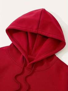 Sudadera con Estampado de Pareja con Bolsillo Canguro y Cordón - [Rojo] - Ver 4