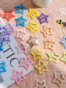 Kit Of 50 Dopamine Star Hair Clips Y2K – Colorful Non-Slip Hair Clips/Cute Baby Hair Clips For Girls And Children - Bộ 20 sản phẩm - Xem 5