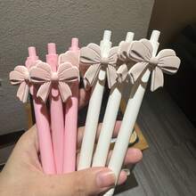 情人节主题粉白蝴蝶结中性笔（半支装），高品质蝴蝶结按动笔，少女心设计，书写流畅，办公文具，送她的礼物，情人节笔 - 彩色 - 查看 3