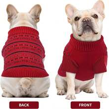 1 Áo len cho chó, Áo len cổ lọ đan ấm áp cho mùa đông Giáng sinh, Thích hợp cho chó săn thỏ Greyhound, chó Whippet, chó Labrador và các giống chó nhỏ/trung bình/lớn khác - Đỏ - Xem 5