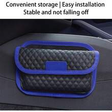 Organizador de bolsillo lateral para asiento de coche, bolsa de almacenamiento multifuncional para teléfonos, llaves, tarjetas, mini bolsa de relleno para consola de puerta, accesorios - Azul - Ver 2