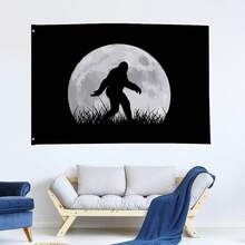 1PC  Bigfoot Sasquatch Full Moon Flag, 3x5 Feet, Durable Fabric, No Electricity Needed, Outdoor & Indoor Garden Decor, Spooky Yard Decoration - Multicolor - View 1