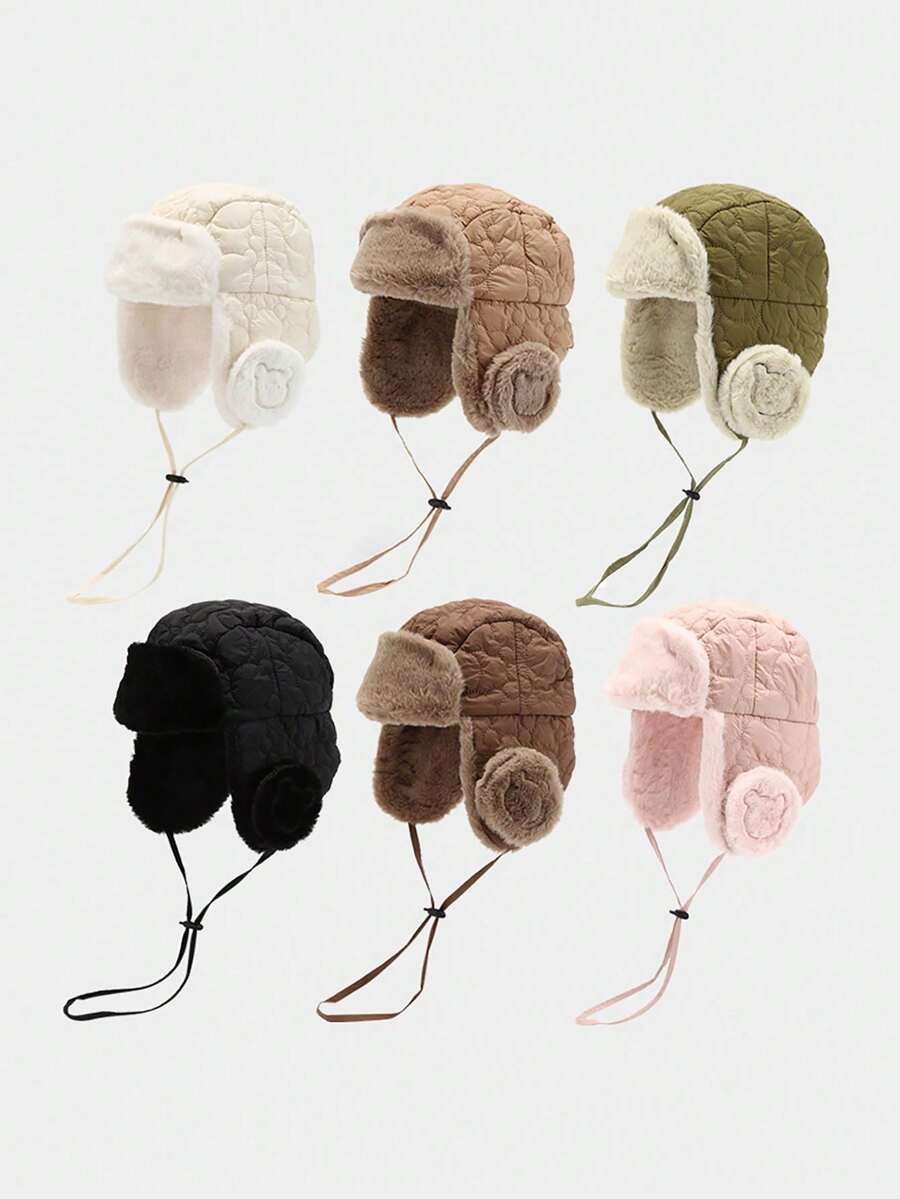 1顶纯色男女通用飞行员帽，保暖滑雪帽，Y2K风格户外防寒针织帽，百搭冬季针织帽，适合日常佩戴 - 針織帽 - 查看 1