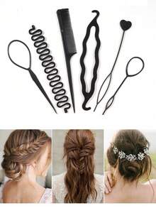 Hairstyling Set: Bun Maker, Hair Comb, Ponytail Maker, Fishbone Braid Tool, Multi-Style Hair Accessories, Curling Iron, Comb, Hair Clips - Versatile Styling Tools - Multicolor - View 5