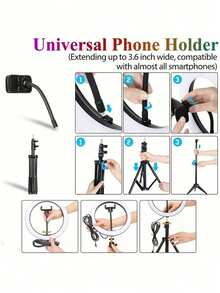 10 Inch USB Powered Selfie Light - Ring Light With Stand And Phone Holder - 43 Inch Phone Tripod With Light, Professional LED Ring Light For Video Recording/Makeup/Streaming-Gifts For Yourself/Friends Suitable For Photography, Video Recording, Live Streaming, Zoom Meeting, Vlogging, With Stand Photography Video Recording Live Streaming Room Meeting Vlogging Phone Light - Multicolor - View 10
