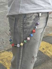 2025秋季新款多彩幸运骰子裤链 Y2K 时尚男女腰间奢华配饰，产品颜色随机发货 - 彩色 - 查看 5