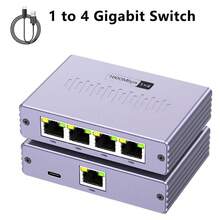 1-To-4 Gigabit Ethernet Switch, 1000Mbps RJ45 Splitter, USB-C Powered, Compact Purple Design, Ideal For Home Office, Gaming, Streaming, And More - Mauve Purple - View 10