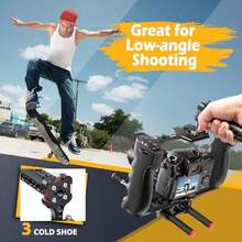 Camera Video Rig Cage Aluminum Filmmaking Movie Making Kit With Top Handle And Arca Type Base Compatible With All DSLR Camera And Camcorder - Black - View 4