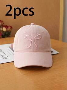 1 件可调节棒球帽，粉色蝴蝶结刺绣 - 甜美可爱风格，四季可折叠涤纶帽，按扣闭合，送给女性的完美礼物，刺绣棒球帽 - 彩色 - 查看 20