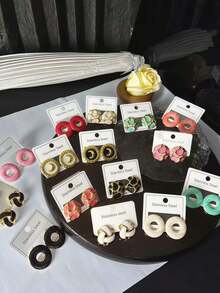 2/6/9 Pendientes de gota esmaltada de acero inoxidable resistentes a la corrosión y al desgaste, resistentes a la decoloración y la deformación. Diseñados para mujeres como pendientes de uso diario, festivo y de fiesta. Pendientes de regalo premium para el Día de San Valentín, regalo de joyería, regalo del Día de San Valentín, adecuados para el uso diario de las mujeres. - Multicolor - Ver 3