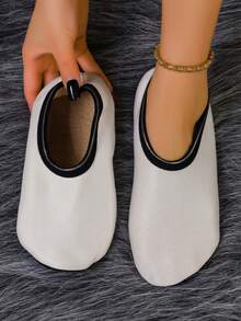 Dép đi trong nhà lót nhiệt 4 mùa cho cặp đôi, chống trượt, thích hợp cho tập yoga trong nhà, khiêu vũ, tập luyện toàn diện, mềm mại và nhẹ - Màu be - Xem 6