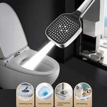 1pc Square Handheld Shower Head With High Pressure, 4 Spray Settings, Large Water Flow For Bathroom Bathing, Shower Heads - Silver - View 7