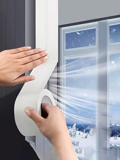 Película de aislamiento térmico y a prueba de viento para ventanas, a prueba de viento e impermeable en invierno, tira de sellado sin pegamento, alta adhesión. Cinta a prueba de viento para puertas y ventanas, brecha a prueba de viento, maravilla a prueba de viento, cinta de sellado impermeable y aislante del calor, tira de sellado de alta viscosidad.