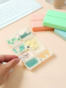 Personalized Custom New Folding Magnetic Seven-Grid Pill Box; Double Open One-Week Small Medicine Box; Seven-Day Pill Box Sealed Storage Box. - Multicolor - View 3