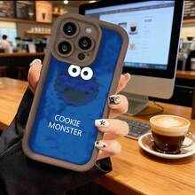Funda de teléfono con impresión de Cookie Monster y texto para  15 Pro Max,  14 Pro,  13,  12,  Galaxy S23, S22, S21, protector de teléfono, funda de pareja, regalo para novio, novia, regalo de vacaciones - Burdeos - Ver 5