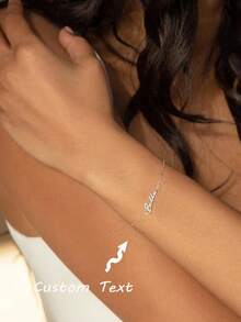 Fashion Customization Name Bracelet Letter Stainless Steel Personalized Bracelet Women's Bracelet Jewelry Gift Gold Fashion, Neutral, Simple, Retro, Gothic, Cute, Leisure Customization, Personalization, Daily Wear, Wedding, Graduation Ceremony, Ball, Party, School Supplies, Students, Customized Fashion Word Bracelet, Fashion Autumn, Exquisite Romance - 彩色 - 查看 7