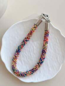 New Autumn/Winter Coral Plush Mixed Color Phone Lanyard Wrist Strap, Short Cord With Clip For CCD Camera, Student Key Chain