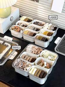1 cái/Hũ đựng phụ kiện tóc tinh tế, Hộp đựng nắp bấm sáng tạo, Kẹp tóc, Dây buộc tóc, Dây buộc tóc, Hộp đựng vòng tóc, Phấn trang điểm đa năng (Hộp đựng), Bông mút trang điểm, Hộp đựng dụng cụ cọ trang điểm, Hộp đựng chống nước và chống bụi cho tủ quần áo & phòng tắm, Hộp đựng chất liệu PET trong suốt. Thích hợp cho ký túc xá trường học, khách sạn, phòng ngủ, trang trí phòng và phụ kiện tủ quần áo. - trắng - Xem 3