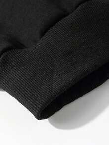 Men's Casual Thermal Lined Warm Crew Neck Sweatshirt, Autumn/Winter - Black - View 4