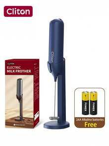 CLITON 电池式奶泡器（不含电池） - 适用于咖啡、拿铁、热巧克力，3 种款式（单头/经典塑料/升级不锈钢），6 种颜色（黑/白/粉/绿/红/蓝） - 圣诞节、圣尼古拉斯节、情人节、新年、乔迁、复活节的完美礼物 - 彩色 - 查看 31