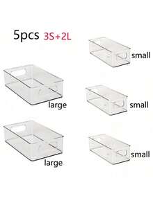5/3pcs Clear Organizer Set-Stackable, Portable Drawers-Ideal For Food, Fruit, Vegetables, Meat, Cosmetics, Jewelry Desk & Household Storage-With Handles, Suitable For Kitchen, Refrigerator, Dressing Table, Bathroom, Home Decor, Household Accessories - White - View 14
