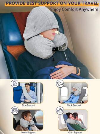 כרית נסיעות פרימיום עם ברדס ושקית אחסון - כרית תמיכה רכה במיוחד לצוואר לטיסות, רכב ואוטובוסים - מכילה בגדים ל-2-3 ימים וחוסכת בעלויות מטען עודף, חיוני לנסיעות, כרית צוואר לנסיעות, נוחות למטוס, אביזר אופנה,