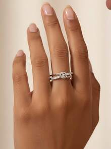 ESBERRY 1枚S925纯银无限符号心形戒指，女士戒指，情人节珠宝，精美珠宝礼物 - 銀色 - 查看 5