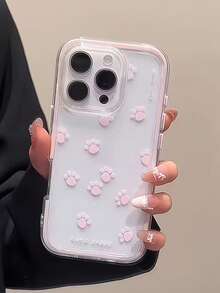 1个柔软纯色多孔手机壳，粉色爪印图案手机保护套，兼容 11/12/13/14/15/16/16 Pro Max/12 Pro/13 Pro/14 Pro/15 Pro/16 Pro/14 Plus/15 Plus/16 Plus/12 Pro Max/13 Pro Max/14 Pro Max/15 Pro Max/16 Pro Max，动物脚印图案手机壳兼容 17/17 Pro/17 Pro Max/Air最新款苹果手机 - 粉色 - 查看 3