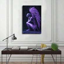 1pc, Majestic Purple Angel Canvas Wall Art, Deeply Spiritual And Emotional Fantasy Art Print For Living Room Decor, Enchanting Wall Hanging With Solid Wood Frame, Aesthetic Giclee Painting For Bedroom, Thought-Provoking Artwork For Office Or Home Gallery, Unique Artistic Mural, Easy To Install Wall Decoration, Expressive Figurative Print, Vibrant Color. - 白色 - 查看 4