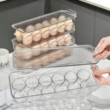 1pc Transparent Egg Holder With Cover, Stackable Egg Protection Container, 10/15/12/14/21/24 Slots, Durable PET Material Egg Storage Box, Suitable For Kitchen, Refrigerator, Cabinet - Clear - View 6