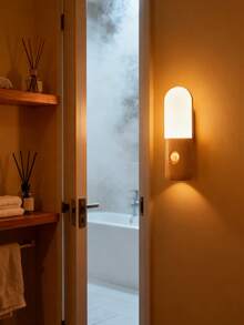 1pc Wood Grain Touch Control Wall Lamp, Minimalist Wooden Style, Touch Button Installation Without Drilling, Dimmable Lighting, Suitable For Bedroom Bedside, Reading Light For All Seasons